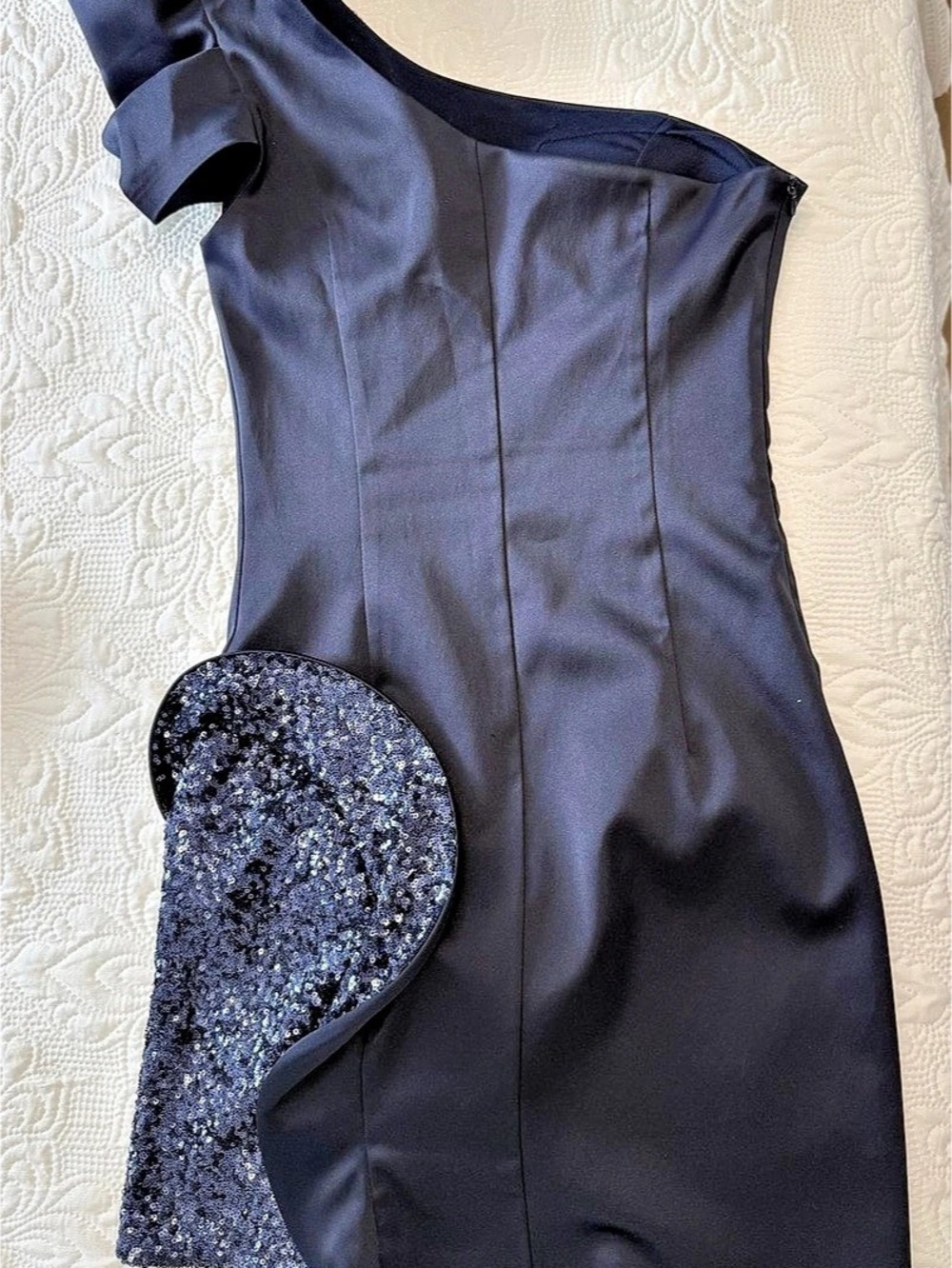 One Shoulder Sequin Panel Mini Dress